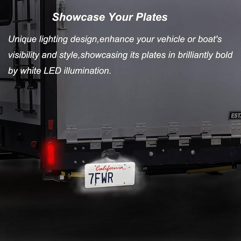 DUTUO LED License Plate Light for RV Trucks UTV ATV Trailer Lorry Boat Number plate lamp Trailer Light Waterproof License Tag Lights (Black Housing +Bracket Mount) - Image 2